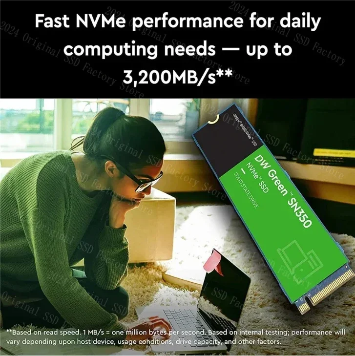 Western Oigital 1TB 2TB 4TB 8TB 240GB 500GB DW Green SN350 NVMe SSD PCIe 3.0 M.2 2280 Computer Solid State Drive Up to 3200MB/s