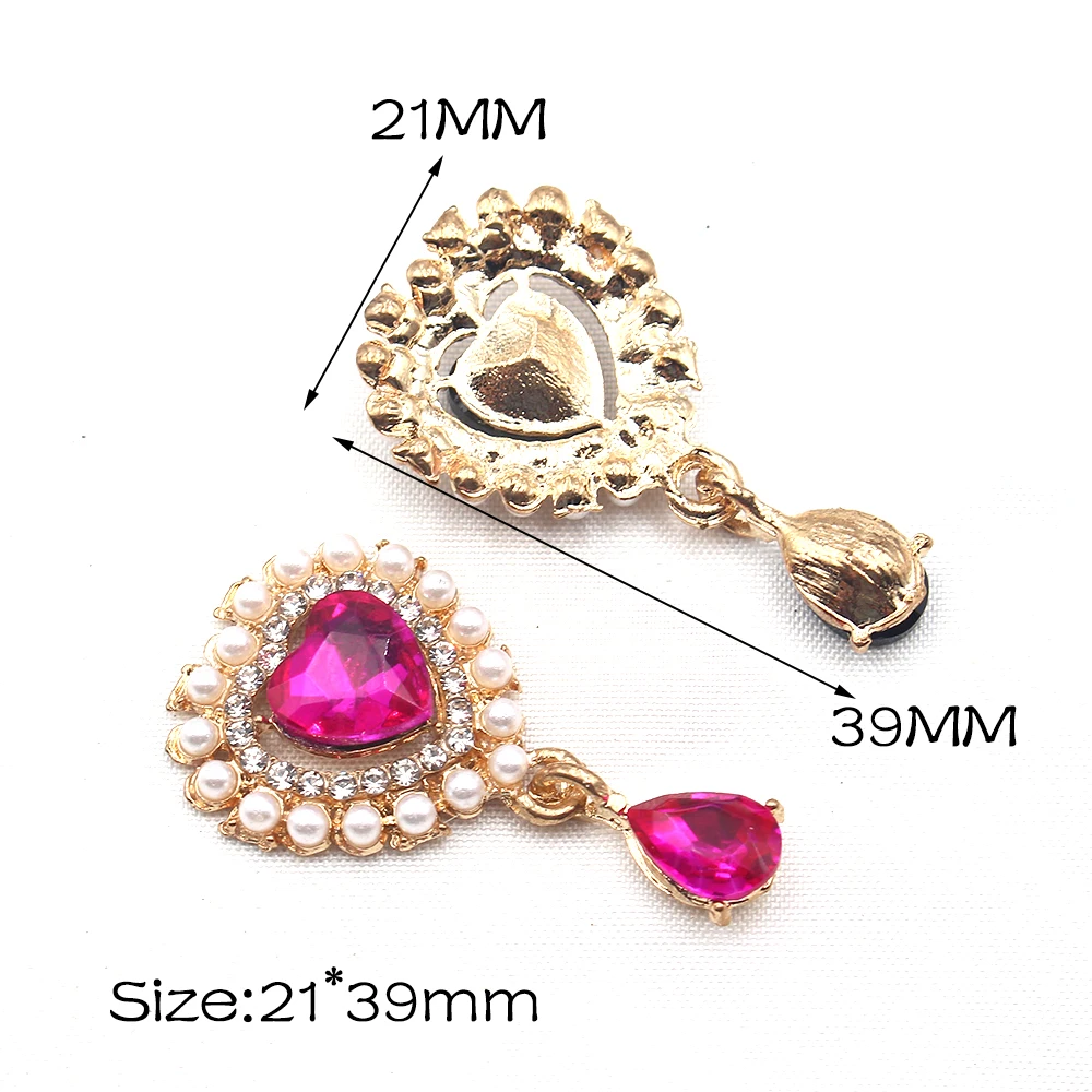 21*39mm 5Pcs Heart-Shaped Alloy Pendant With Hollowed Out Inlay Of Pearls DIY Decorative Wine Glass Wedding Clothing Accessories