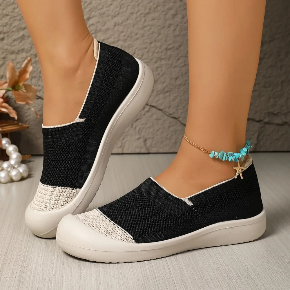 2025 Zapatos planos de verano para mujer: zapatillas de deporte de malla transpirable ultraligeras, zapatos casuales cómodos para caminar para mujer