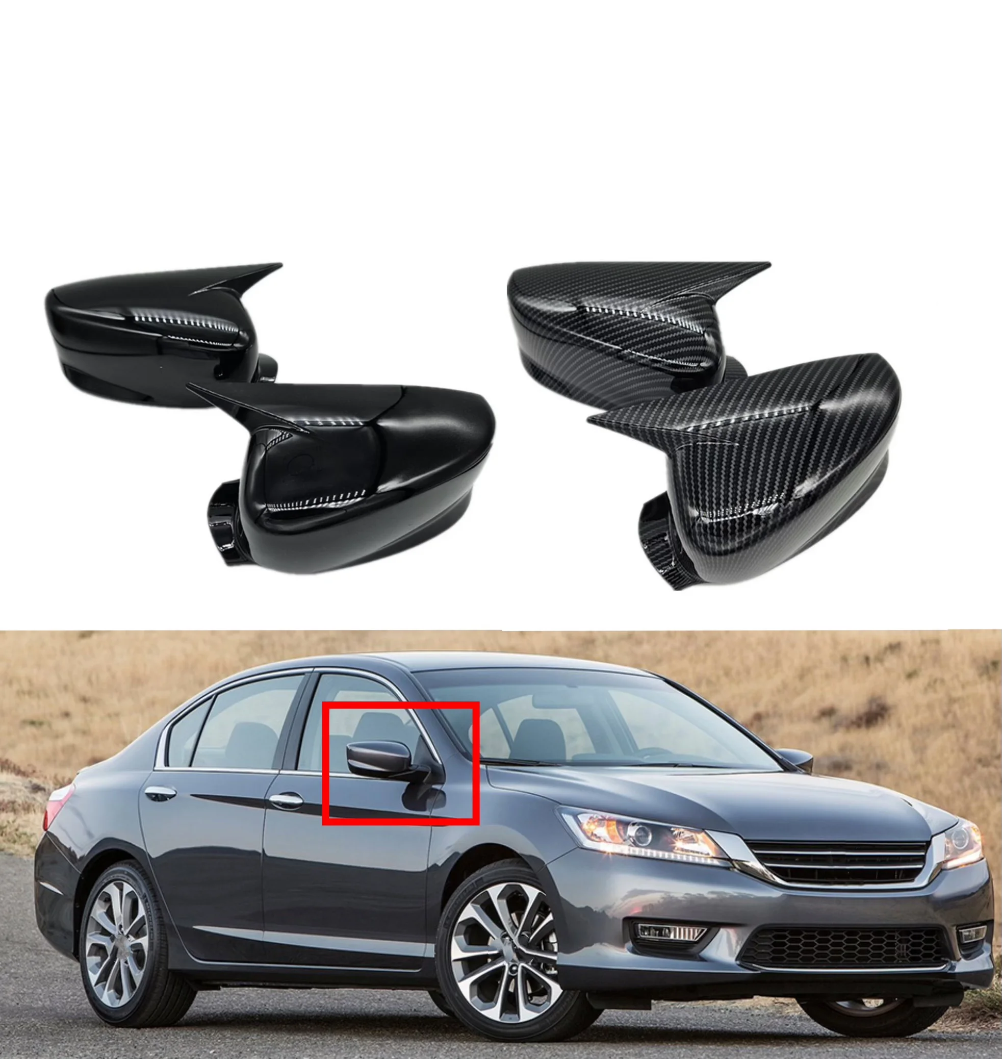 

For Honda Accord 8th 2008 2009 2010 2011-2013Car Rearview Side Mirror Cover Wing Cap Exterior Sticker Door Rear View Case Trim