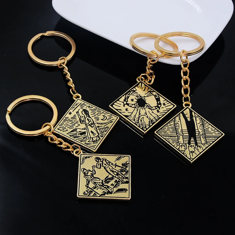 Llavero esmaltado con anillo de juego, colgante mágico de dibujos animados, llavero de talismán de leyenda para fanáticos del juego, accesorios de Cosplay, regalos de joyería
