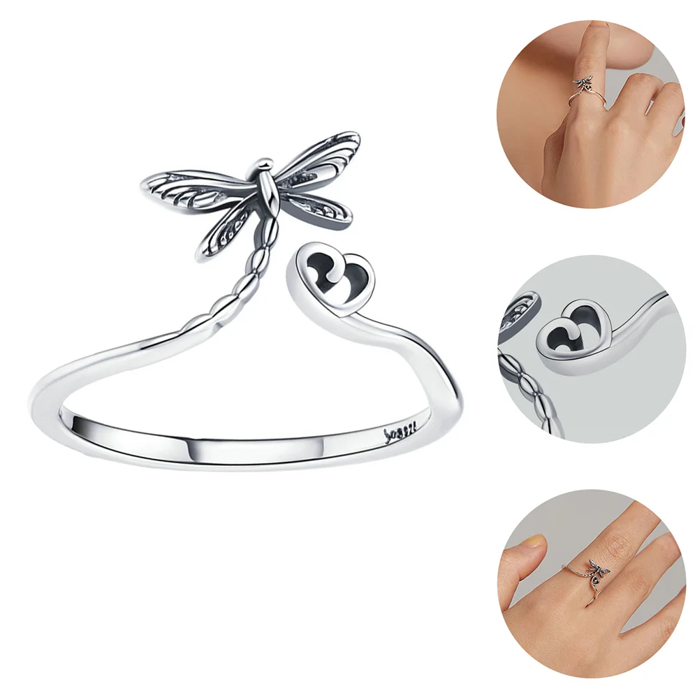Sterling Silver Dragonfly Ring Girl Finger Rings Insect S925 Jewelry Miss Jewlery