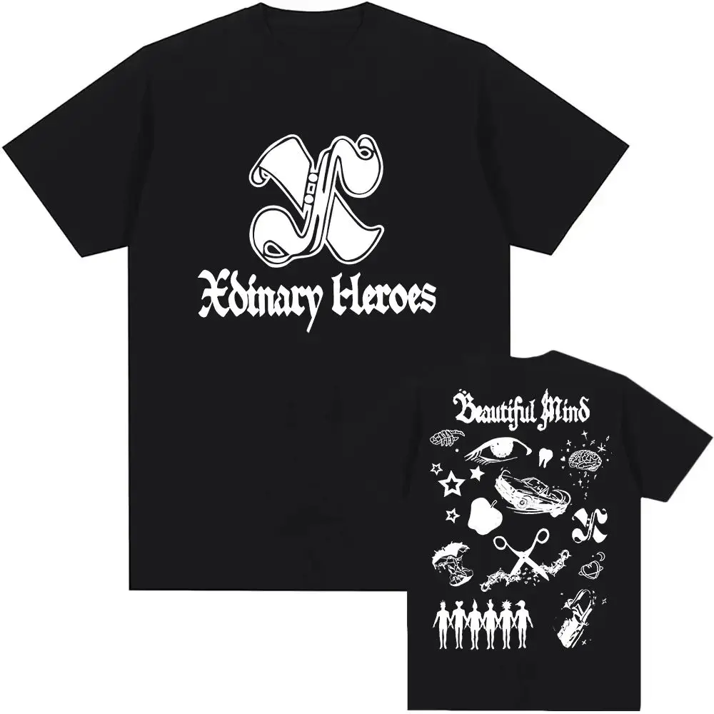 Y2k Fashion Top 2026 Beautiful Mind Xdinary Heroes Korean Boys' Band Short Sleeve Graphic Print T Shirt Summer New Tops Unisex