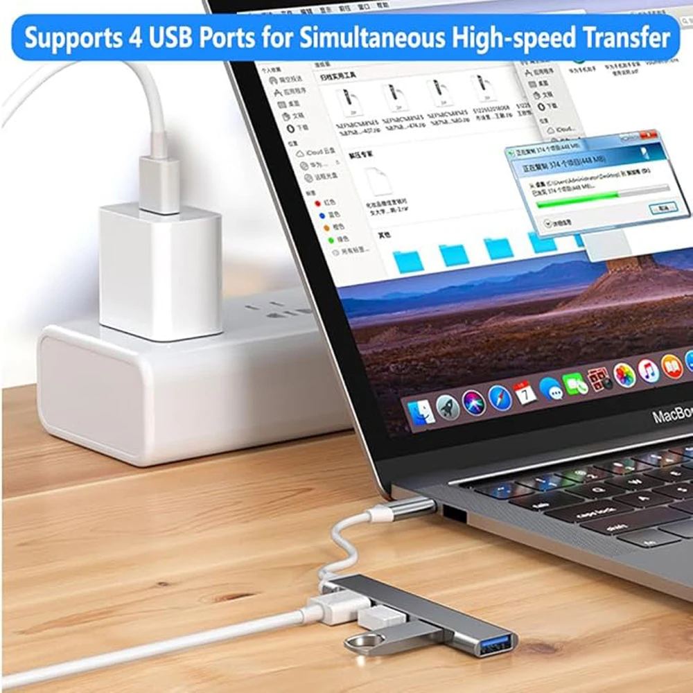 4-IN-1 USB3.0 2.0 HUB ناقل حركة عالي السرعة TYPE-C HUB مقسم متعدد الوظائف مناسب لشاومي وسامسونج وهواوي #4