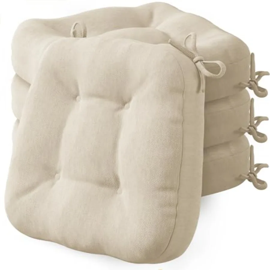 

Dining Chair Cushions 4 Pack, Thick Chairs Pads for Indoor Kitchen Room - Washable, Non-Slip Memory Foam Seat Cushion with Ties