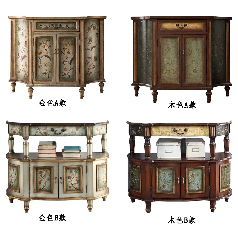 

American retro style painted solid wood entry door living room foyer entrance cabinet, dining side decorative cabinet