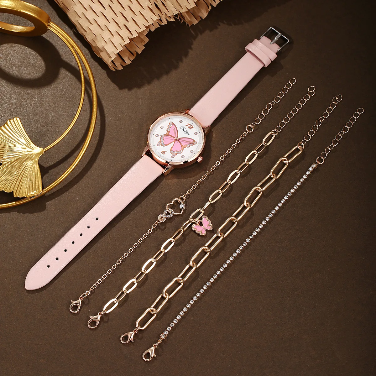 Trendy new butterfly thin strap women's fashion strap quartz wrist watch women's student casual  gift