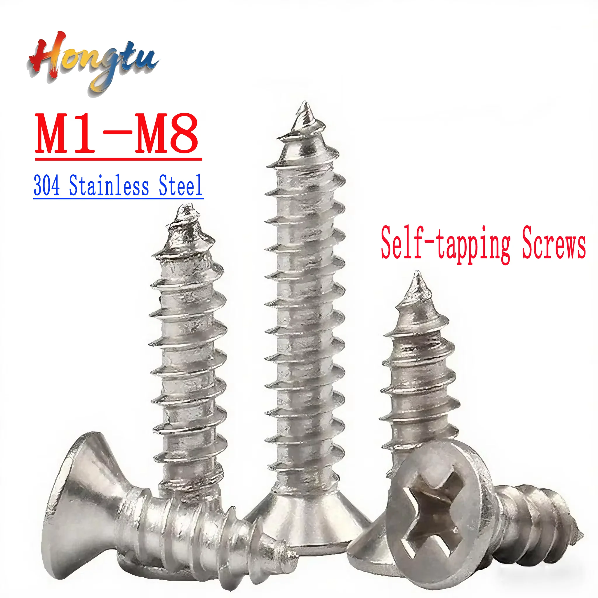 

10-50pcs 304 Stainless Steel Cross Recessed Countersunk Flat Head Self-tapping Screws Wood Screw M1-M8