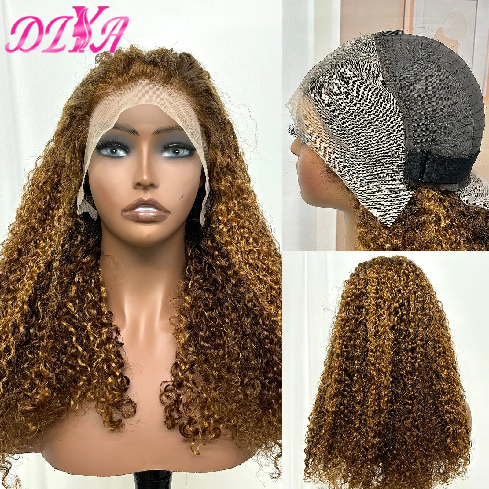 Piano Color Burmese Curly Bob Human Hair Wig 10A Double Drawn 13X4 Lace Frontal 300% Density Bouncy Curly Wig Preplucked