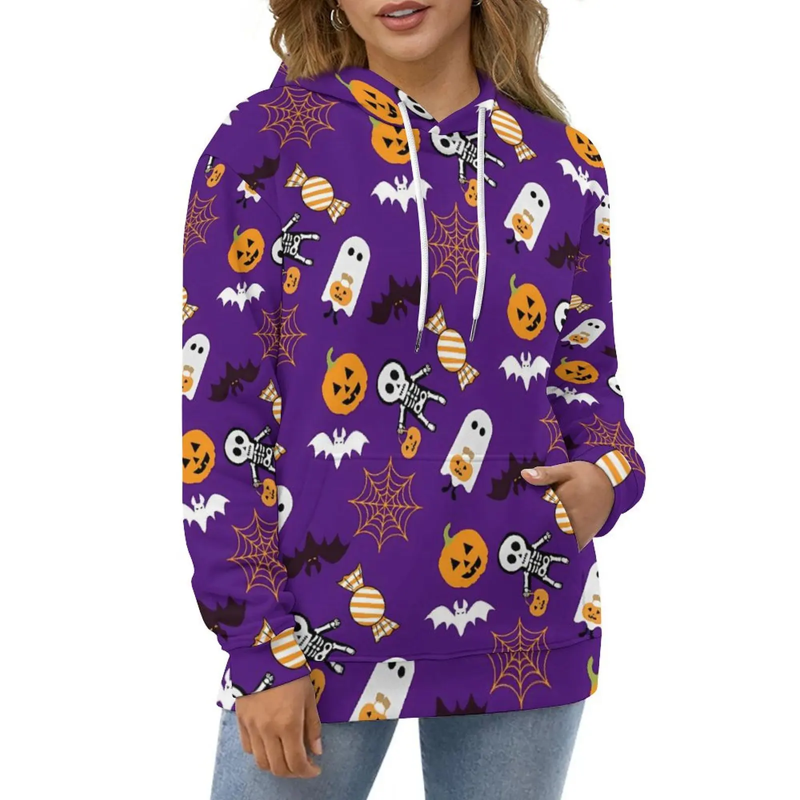 

Pumpkins Spooky Hoodies Halloween Cute Ghost Street Fashion Oversized Hoodie Woman Long-Sleeve Graphic Casual Hooded Sweatshirts