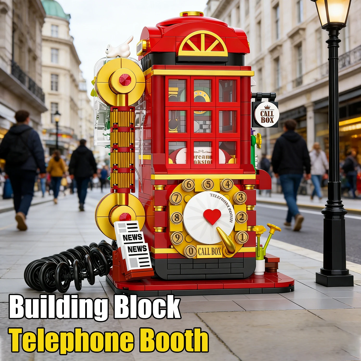 Telefonzelle Bausteine Spiel Maschine Street View Architektur Wohnkultur Modell Montieren Ziegel Spielzeug Geschenk Für Kind Erwachsene