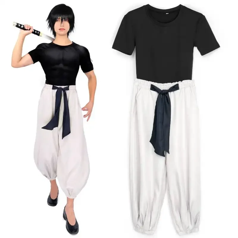 Dazcos Toji Fushiguro Cosplay Kostuum Stretchy Top Broek Outfit Volwassen Unisex Korte Mouw Top Broek Pak Halloween Uniform