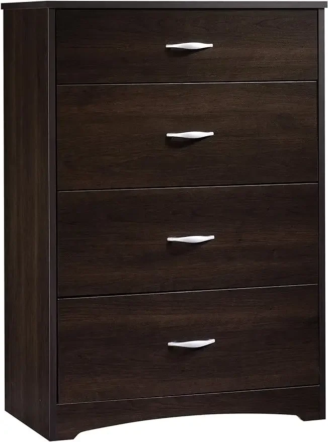 

Transitional Country Rustic 4 Drawer Dresser,Easy-glide Drawers with Safety Stops, Cinnamon Cherry/Highland Oak Finish