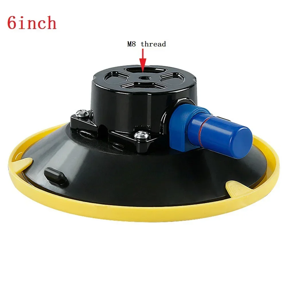 Vacuum Suction Cup Base 6 Inch with Hand Pump and Female Thread M6 M8 1/4 3/8 for Secure Mounting on Vehicles Boats and RVs