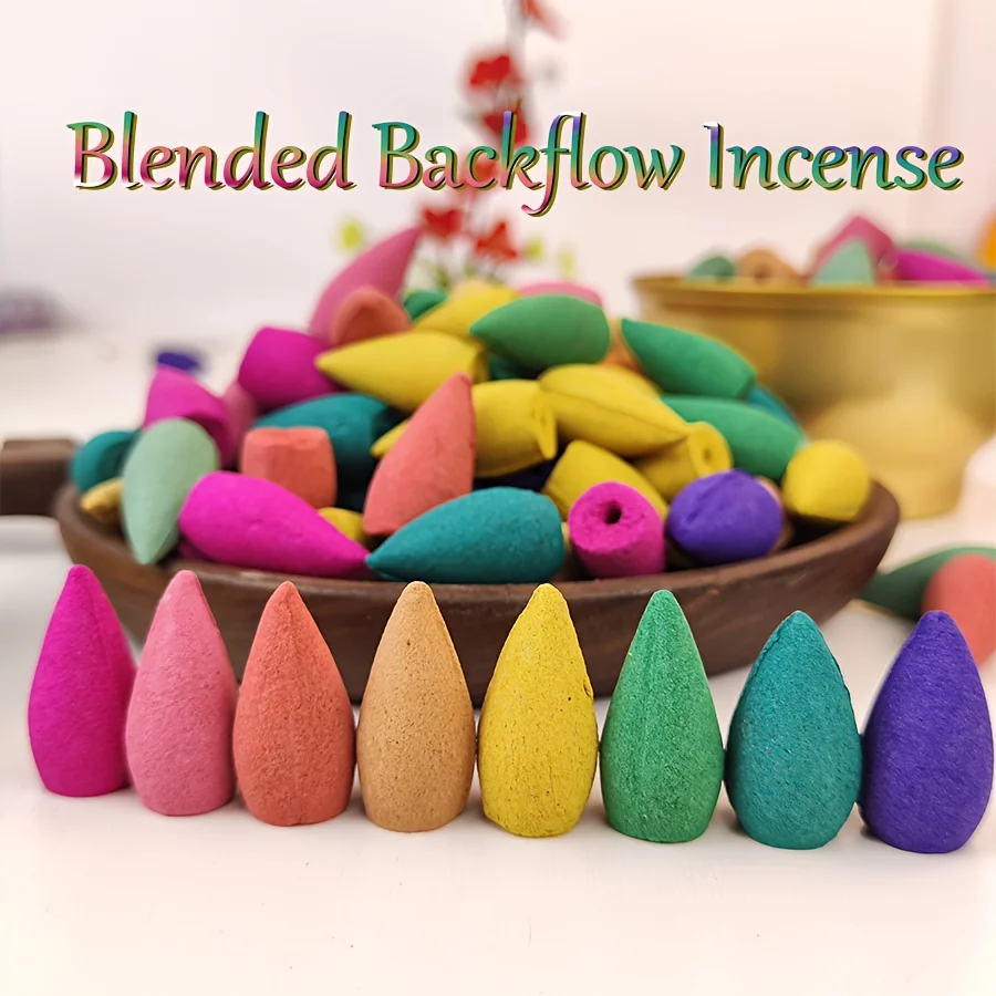 101 Pieces of Backflow Incense, a Mixed Set of Various Fragrance Types Backflow Smoke Effect, Offering Olfactory Enjoyment and Visual Aesthetics, (Sandalwood + Lavender + Osmanthus + Green Tea, Etc.) Suitable for Home Fragrance, Meditation Relaxation, Creating Ambiance in Tea Rooms, Etc. Conical Incense. Home Fragrances, Meditation and Zen, Gifts