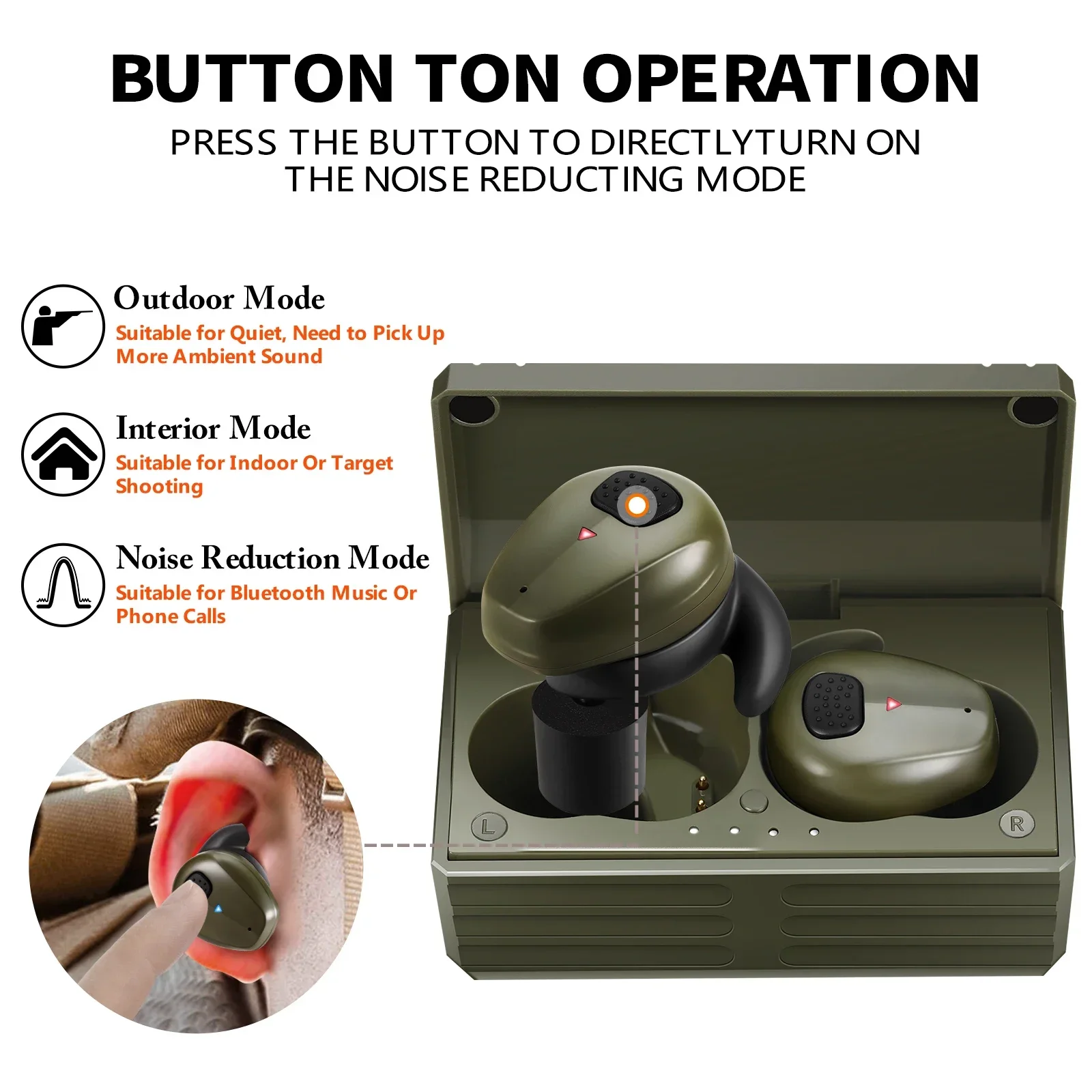 Electronic Shooting NRR27dB Bluetooth5.3 Noise Reduction Earplugs Sound Amplification Noise Cancelling Hearing Protection Earbud