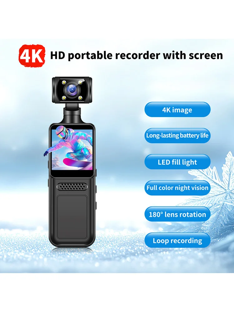 AliExpress Lenovo 4K Ultra HD Action Mini Camera 180 Rotatable Vlog WiFi Lens Sports Camera Infrared Night Vision Sports DV Bicycle Driver