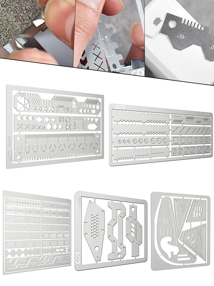 Gabarits de ligne de traçage de forage, règle de détail, sculpture, modèle de passe-temps, outil artisanal