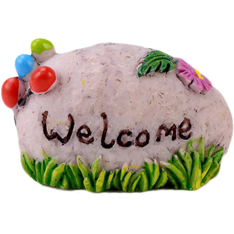 1PC Mini Road Sign Welcome Stake Figurines Succulents Signpost Fairy Garden Miniature Bonsai Micro Landscape Doll House Decor