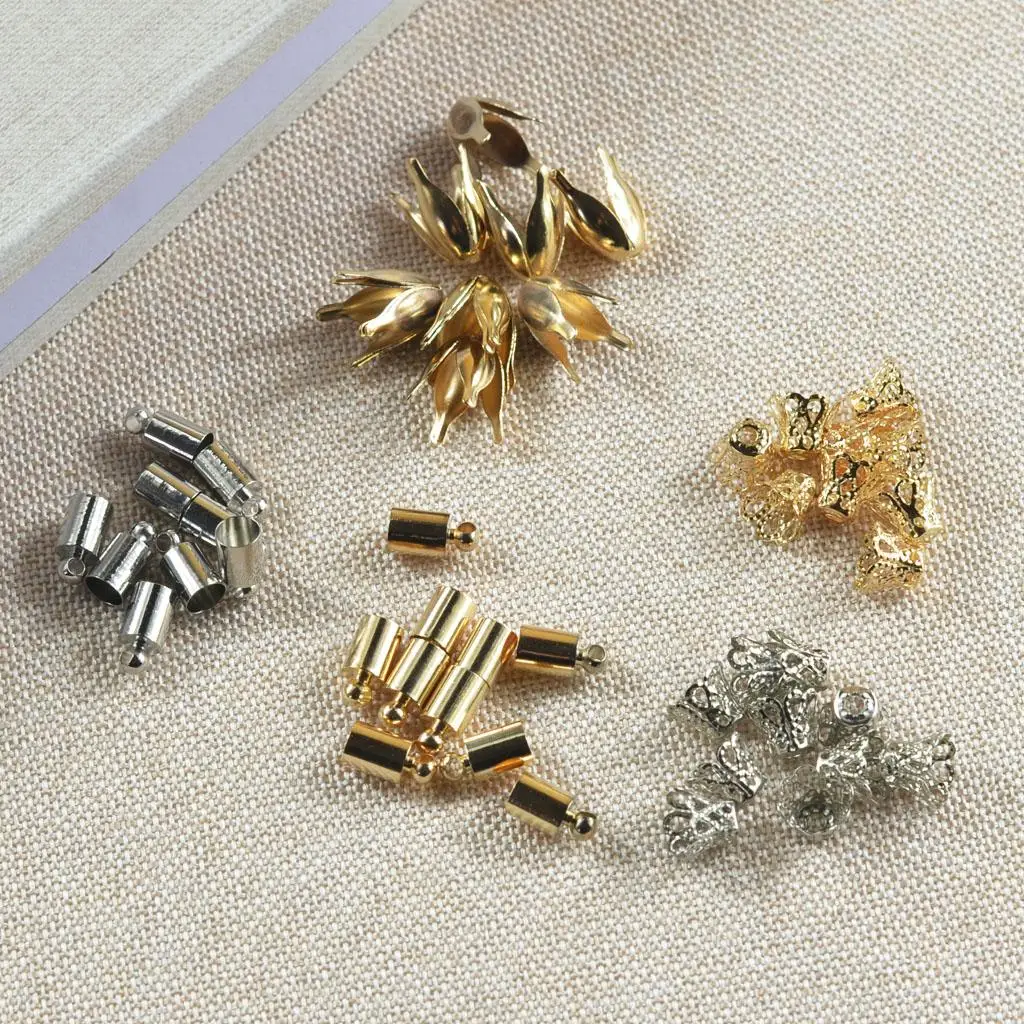 Plated Iron Flower Cup Bead Caps Cone End Assortment for Handmade Jewelry and Hair Crafts DIY