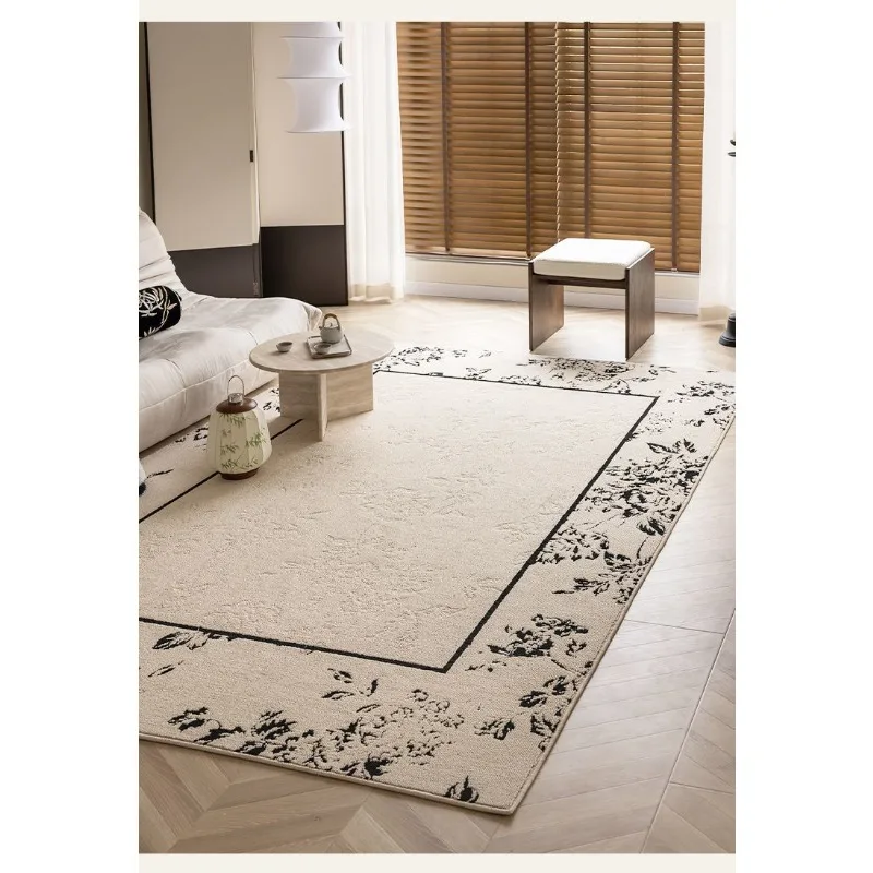 

French medieval waterproof and anti-fouling living room carpet, light luxury high-end cream style bedroom home sofa coffee table