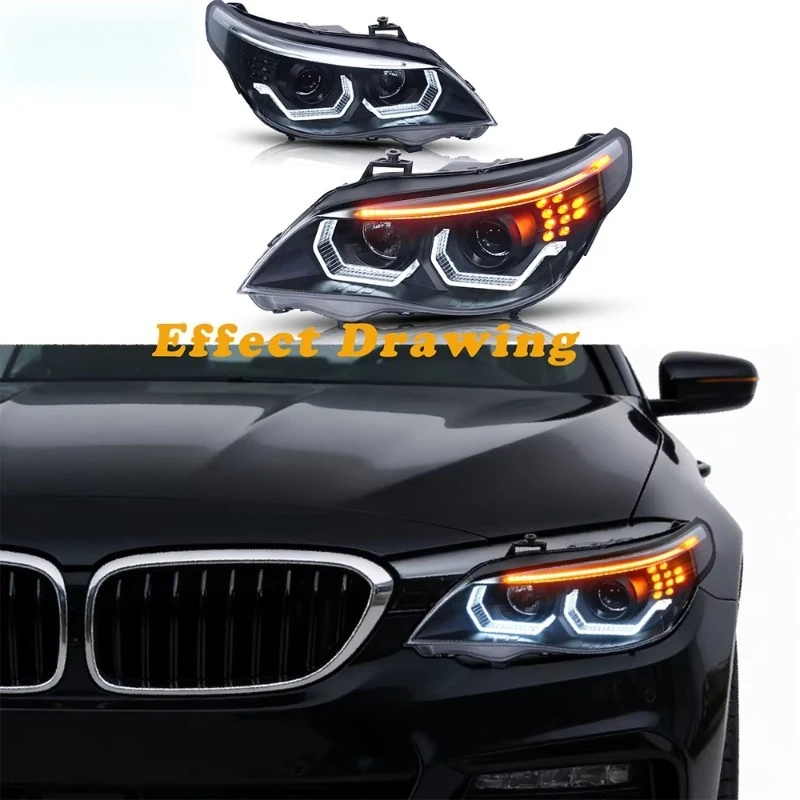2003-2010 for 5 Series LED Headlight Assembly Blue Light Color 12V Voltage High-Temperature Resistant New 6000 Lumens Plug Play