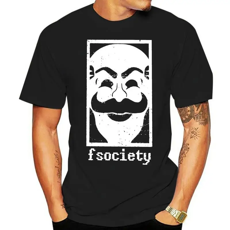 Men Mr Robot T Shirts Hacker Fsociety Hacking Hack Corp Mask Malek Linux Programmer Cotton Short Sleeve Tees Plus Size T-Shirts