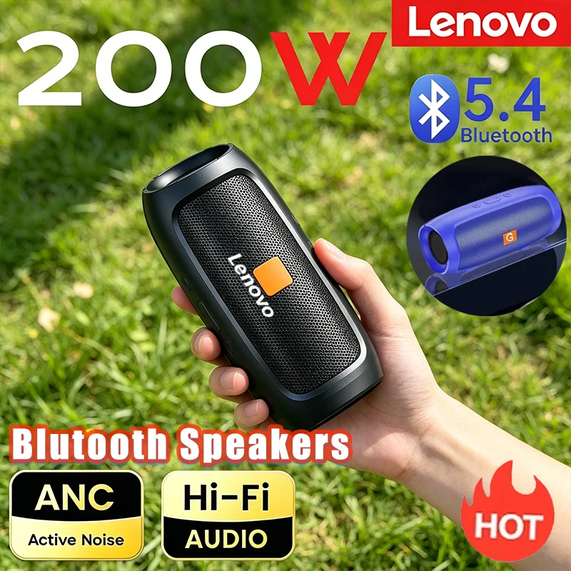 Lenovo TF-Karte USB Bluetooth 5.3 Kabelloser Lautsprecher Tragbarer Dual-Driver Stereo-Sound FM Sprachübertragung Wasserdicht für Camping