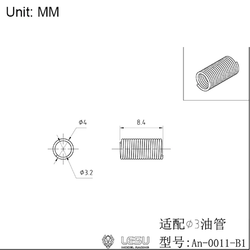 

LESU 3*2Mm Oil Pipe Fixed Spring For Scale DIY RC Hydraulic Truck Excavator Outdoor Toys TH19239