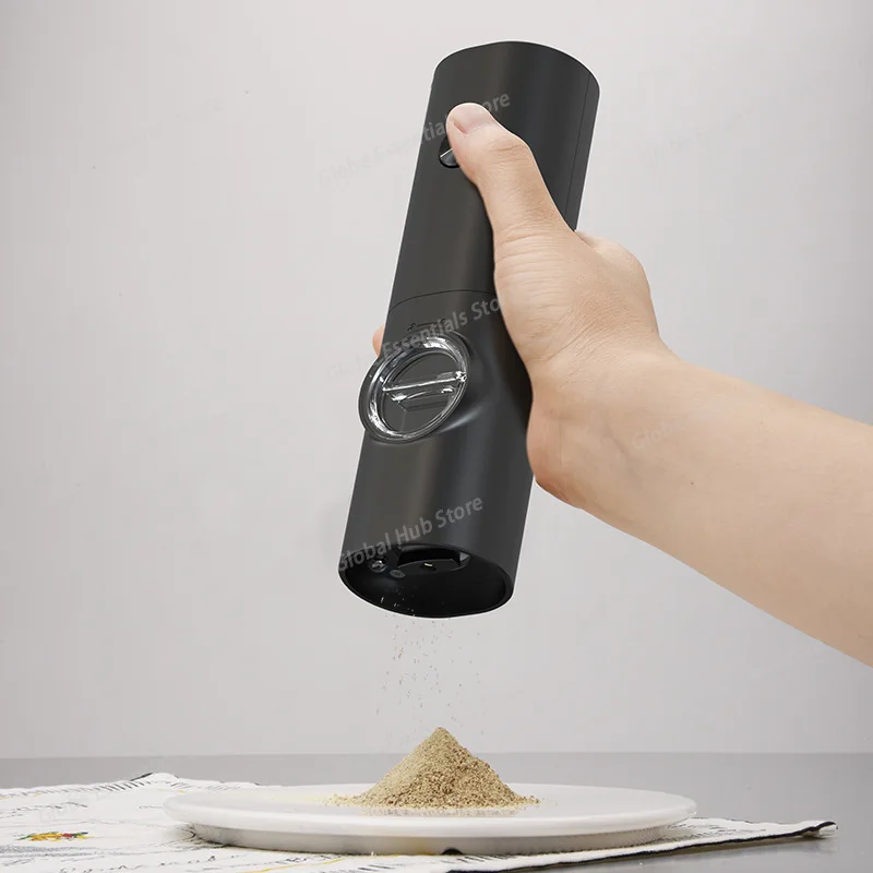 Electric Grinder Black and White Pepper Seasoning Round Kitchen Automatic Household Grinding Salt Small Grinder
