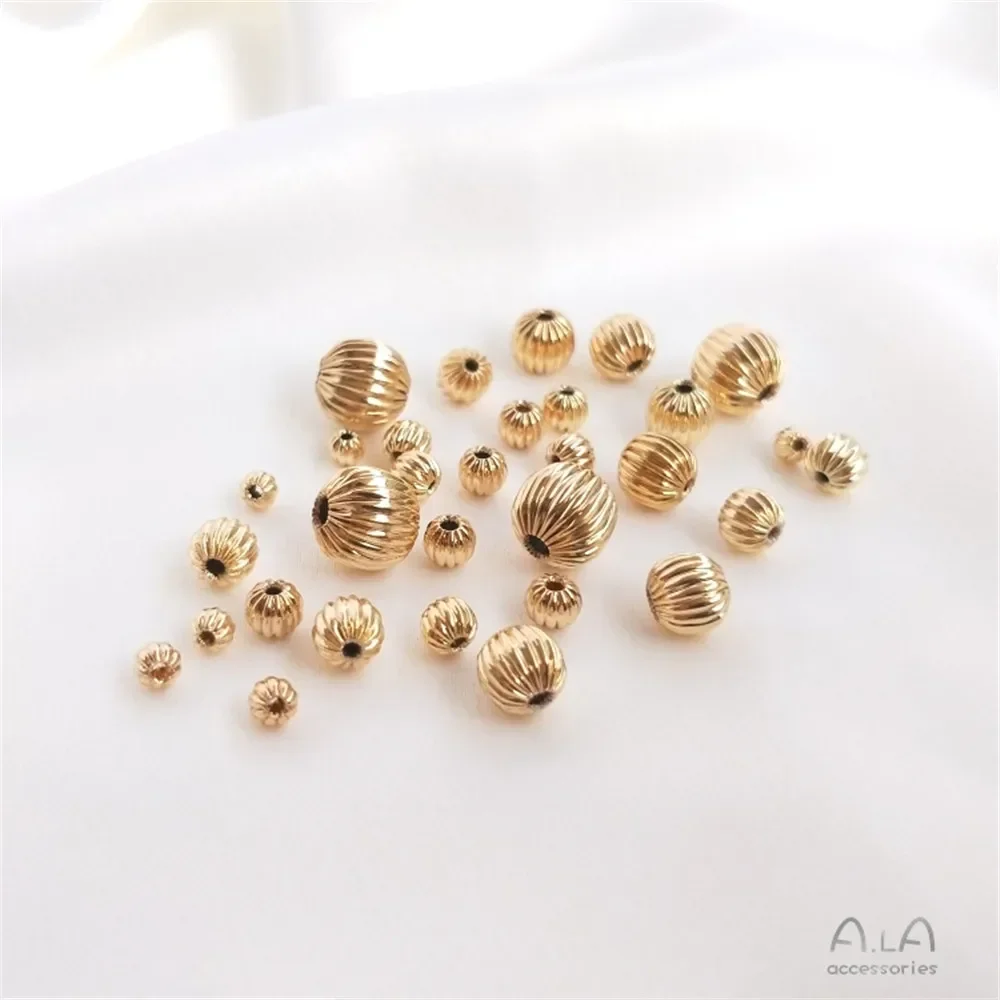 14K Gold-plated Watermelon Beads Pumpkin Beads DIY Handmade Loose Bead String Head Jewelry Chain Separation Bead Accessories