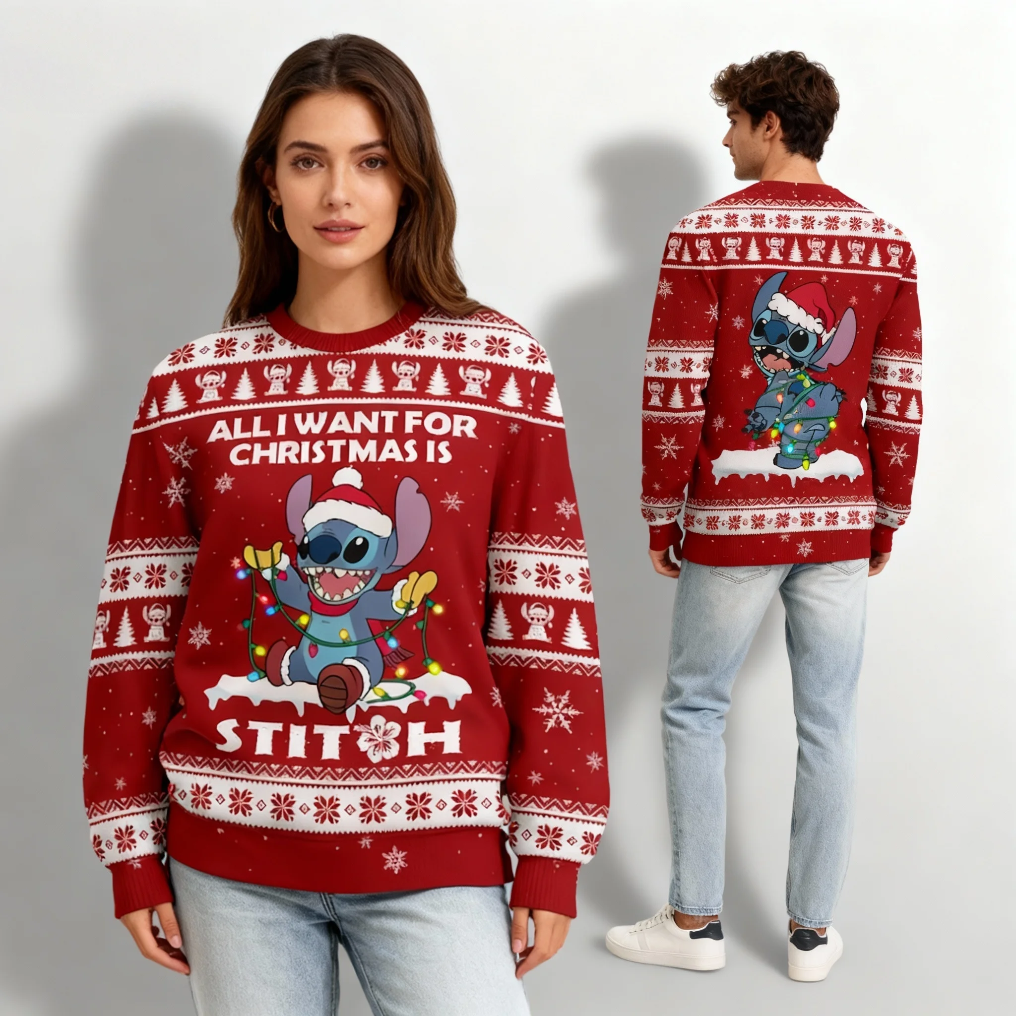 Disney Christmas McQueen Mickey round  Hoodie Oversized Women's Streetwear Autumn/Winter Collection Sweet Cool Adult Childre