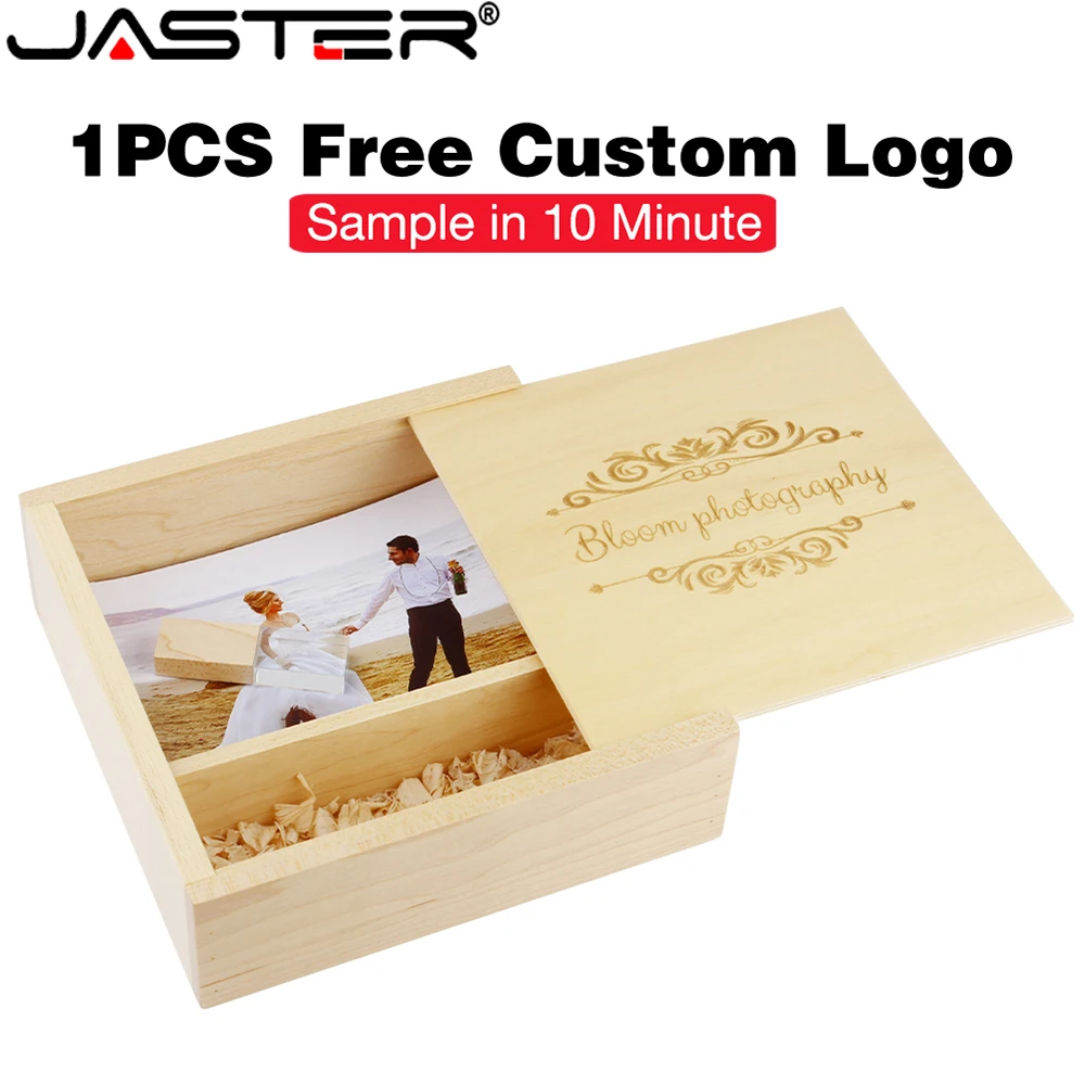 

Free Custom Logo USB Flash Drive 128GB Wedding Gift Pen Drive 64GB Wooden Box Memory Stick 32GB Photo Album USB Stick Flash Disk