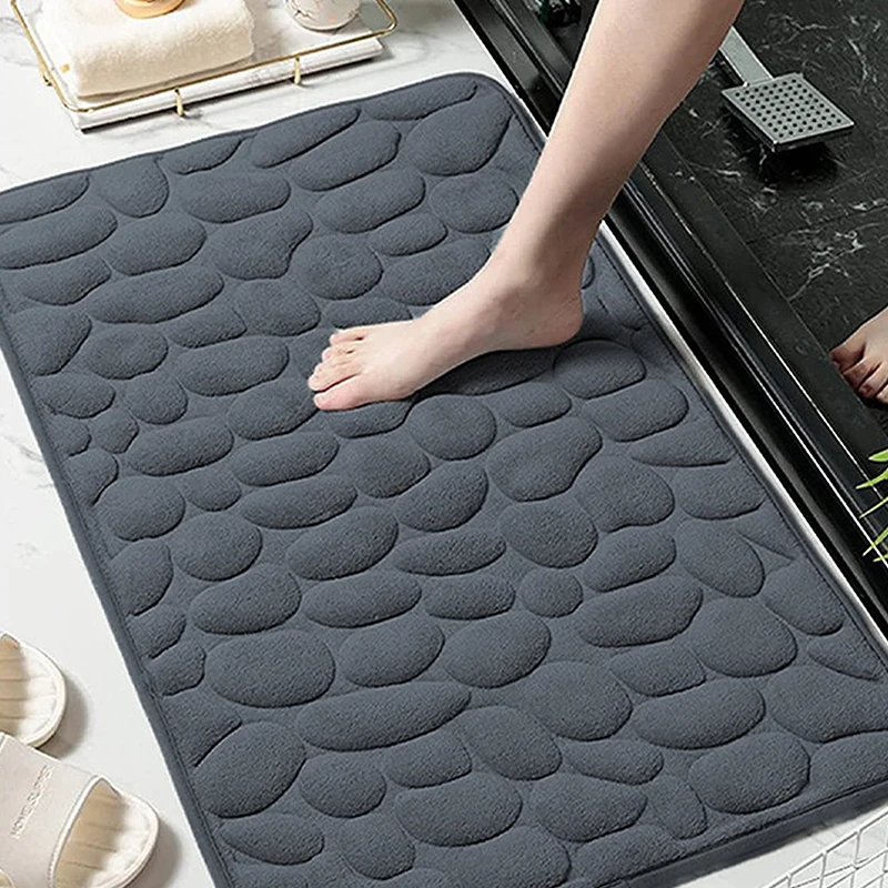 40x60cm Home Cobblestone Embossed Door Carpet Door Mat Bathroom Simple Absorbent Foot Mat Bathroom Non-slip Floor Mat