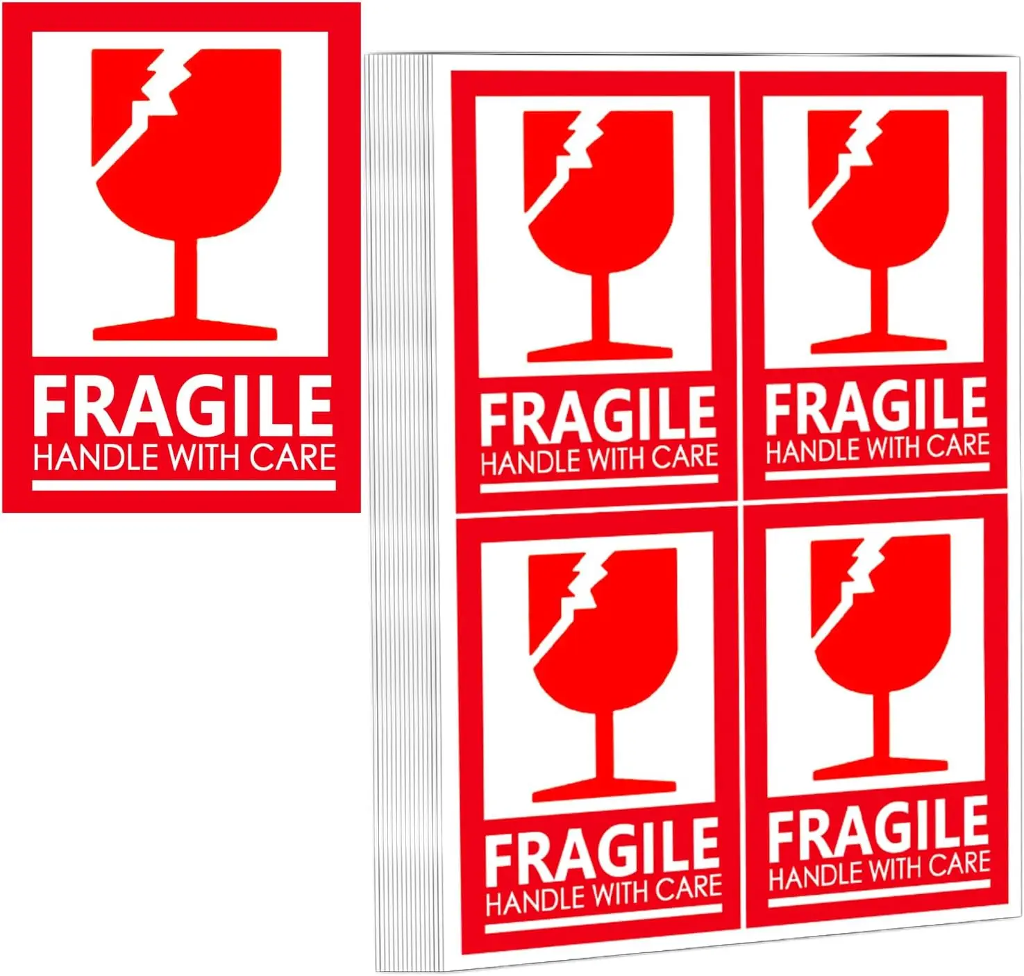 

300 шт. хрупкие упаковочные наклейки, ручка 2x3 дюйма с упаковкой для ухода, предупреждающие этикетки для доставки для малого бизнеса, перемещения,