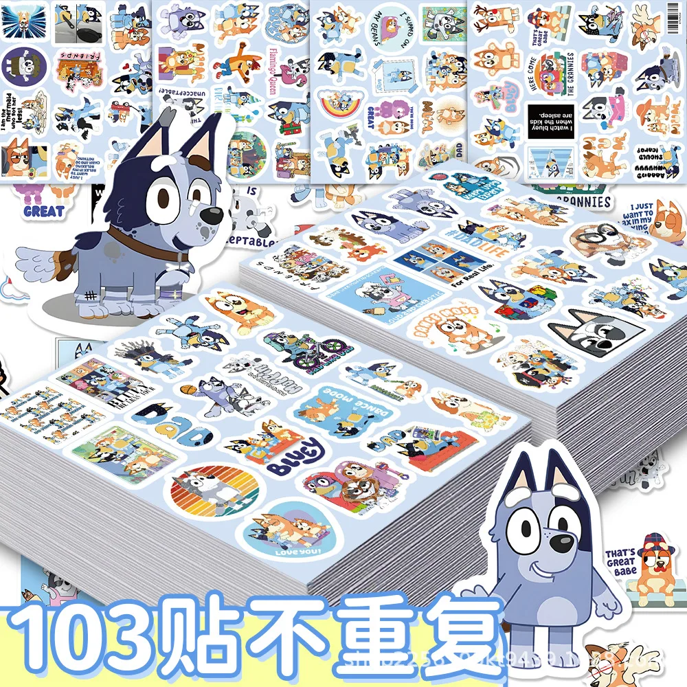 Brewie - Oferta Especial: 103 Pegatinas de Dibujos Animados de Bluey, Resistentes al Agua, de Vinilo, para Carcasas de Teléfono, Botellas de Agua, Maletas