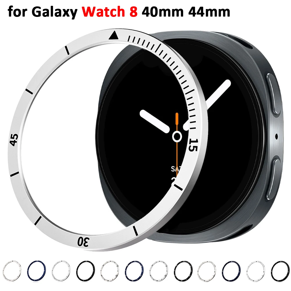Metal Bezel For Samsung Galaxy Watch 8 40mm 44mm Screen Protector Case Engraved Time Speed Scale Cover Bumper Watch Accessories