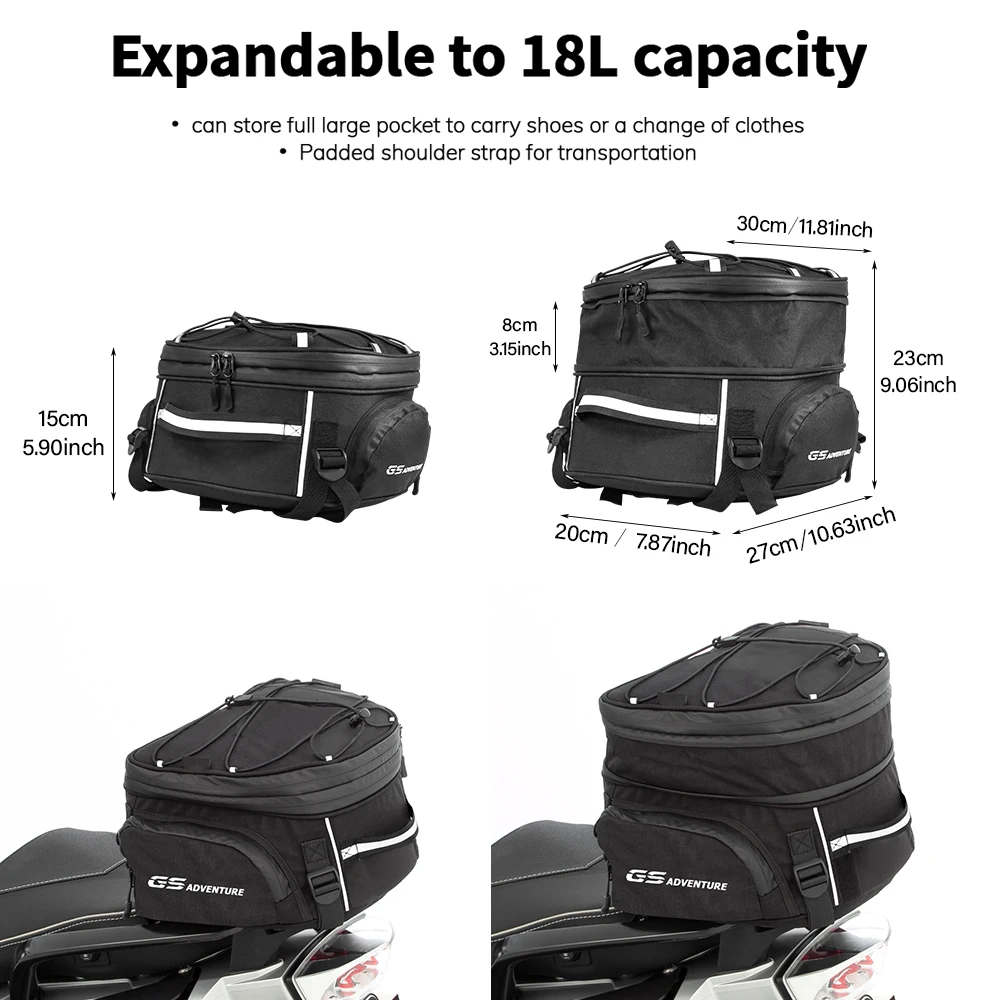 Motorcycle Scooters Universal Luggage Rack Rear Seat Bag Travel Waterproof Bags 18L-20L Capacity For BMW For YAMAHA For HONDA