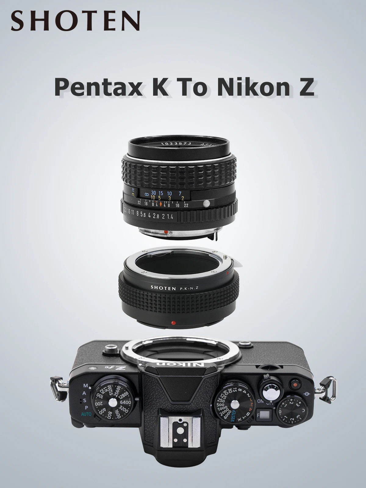 Shoten pk zu nz Objektiv adapter Pentax k zu Nikon z zf zfc z30 z5 z50 z6 z7 z6ii z7ii z8 z9 Kamera – Detail 1