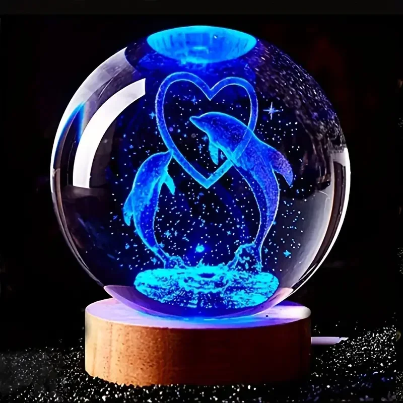 

Хрустальный шар 3D Love Dolphin, подарок на День святого Валентина, подарок на день рождения, юбилей пары, для ее любимых