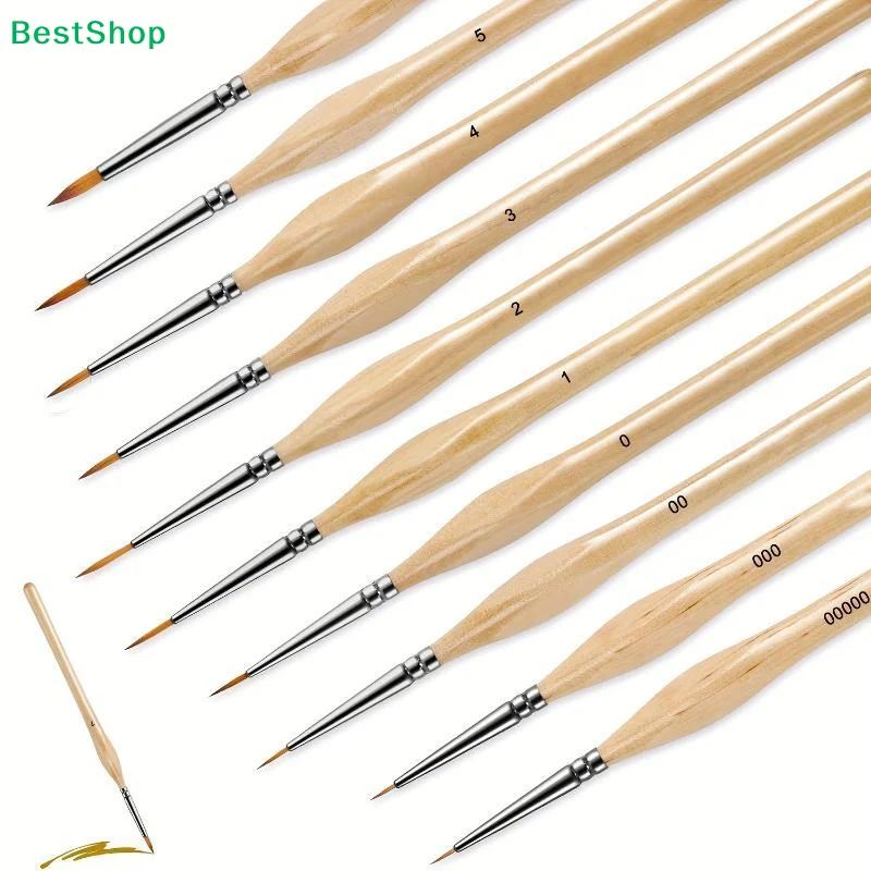 〔Z〕11Pcs Detail Brush Set Triangle Handle Micro Brush Acrylic Painting Art Brush Model Oil Painting Digital Painting Set