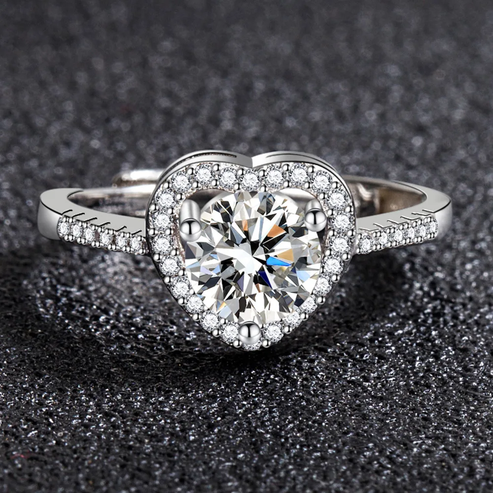 Neuer Moissanit-Herzring aus 925er-Sterlingsilber für Damen, Verlobung, Hochzeit, klassisch, hochwertiger Schmuck, Geburtstagsgeschenk, Mode