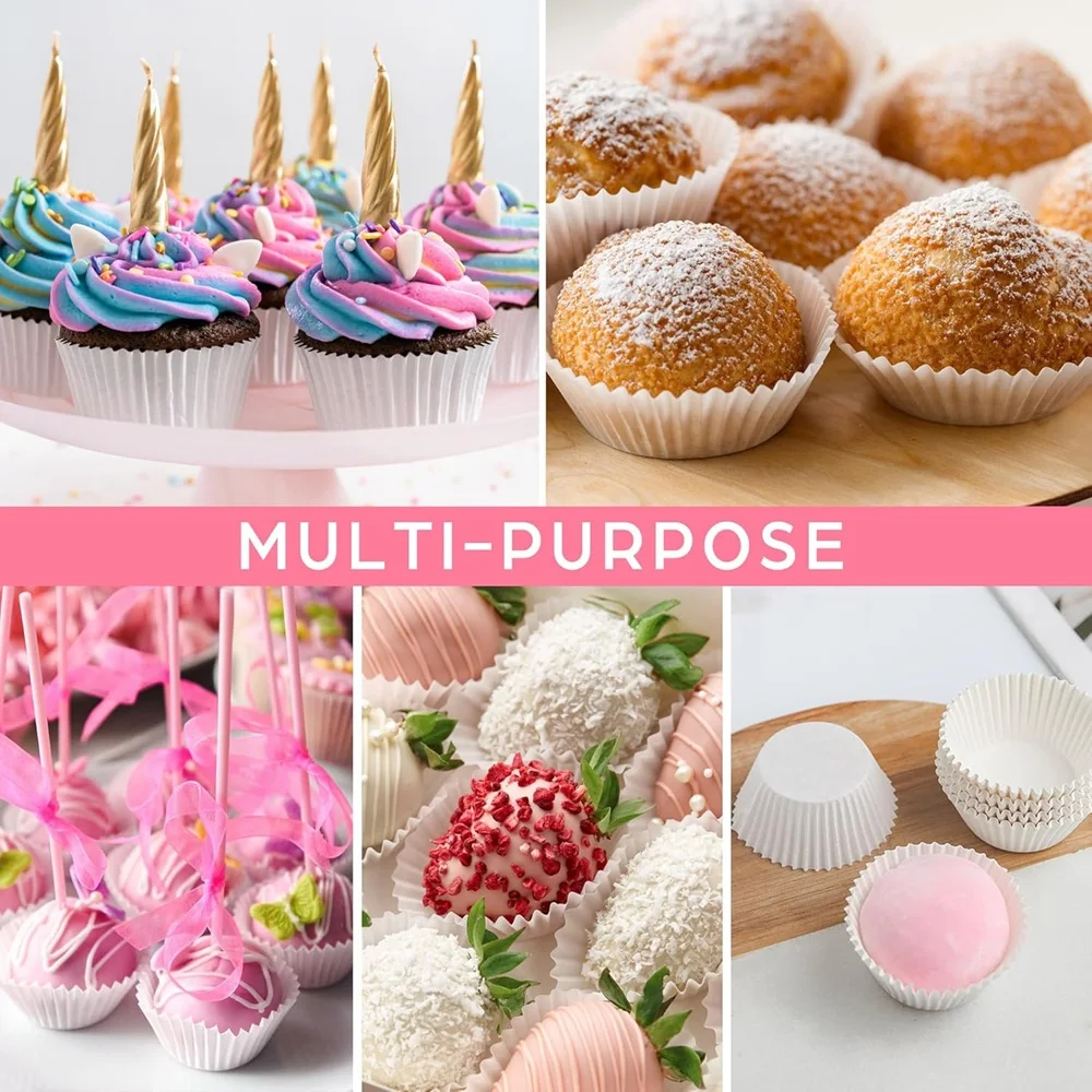 200 Stück Cupcake-Förmchen Antihaft-Backpapier Muffin-Kuchen-Verpackungspapier Geriffelte Muffinförmchen DIY Hochzeit Party Backzubehör – Detail 5