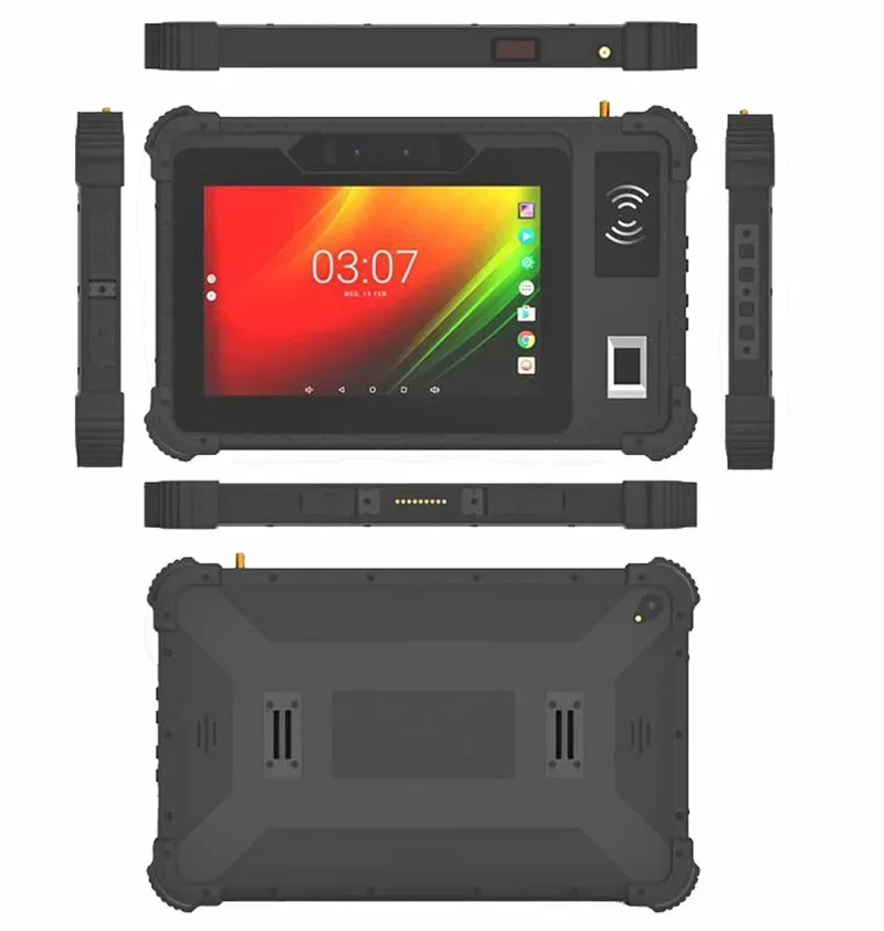 Cheapest android 11.0 rugged tablet pc 4gb ram 64gb rom with RJ45 RS232 port 2D Scanner NFC Fingerprint UHF RFID 8 inch computer