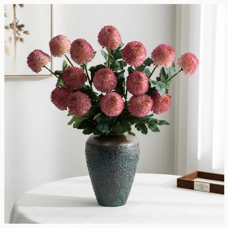 Einzelner Stiel Realistische Künstliche Allium-Kugel Gefälschte Chrysanthemenblume für Hochzeitssträuße Heim Garten Büro Dekoration Zubehör – Detail 5