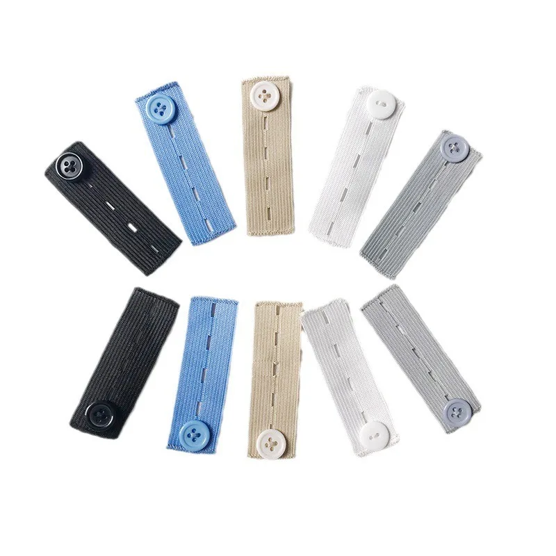 5pcs Unisex Pant Extender Belt Waist Band for Tight Trousers Jeans Skirts Maternity DIY Sewing Supplies with Button Hooks