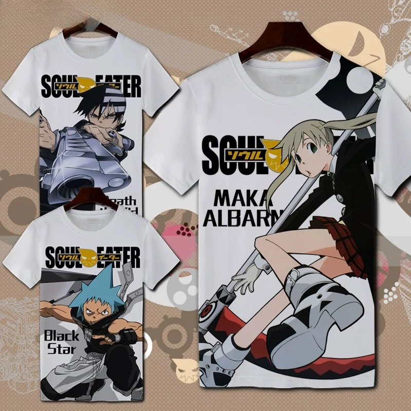 Anime Soul Eater 3D Print Oversized T Shirt Maka Albarn Black Star Crona Death The Kid Cosplay Short Sleeve Graphics Tees