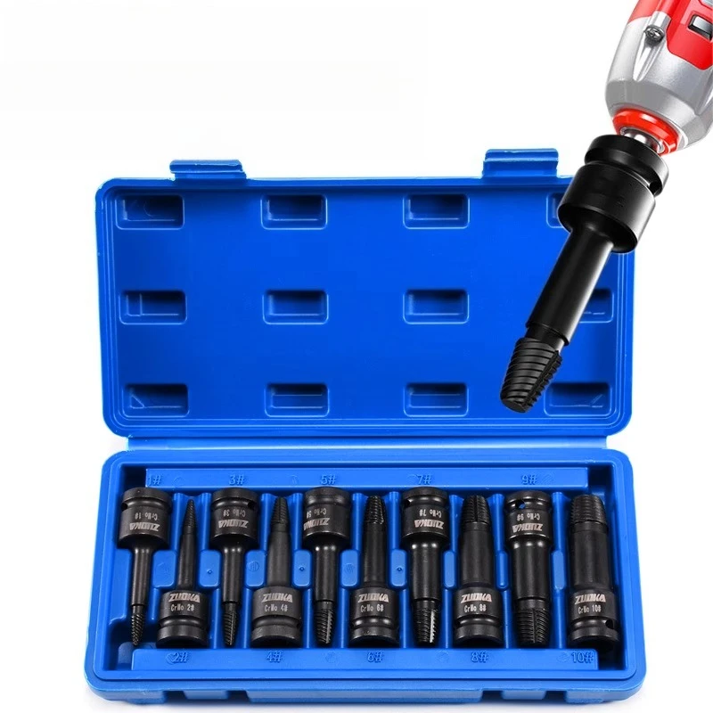 High Hardness Impact Wrench Screw Remover, 1/2 Interface Electric Wrench for Repair Workers, Screw Puller 7/10 Piece Set