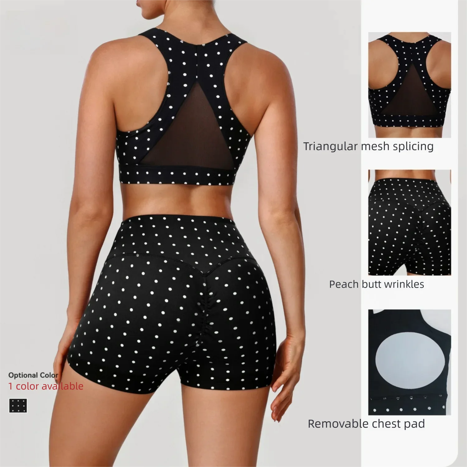 Women High Waist Tummy Control Yoga Set Retro Polka Dot Sleeveless Vest Sports Shorts Fitness Cycling Workout Active Suit