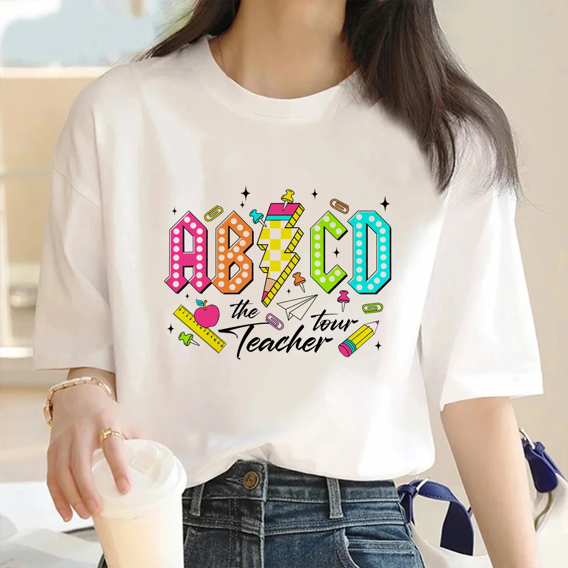 ABCD Teacher Tour Print Graphic Streetwear Fashion 2026-27 T-Shirts Harajuku Clothes Short Sleeve Summer Tee Casual Female Tops